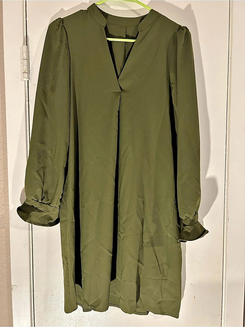 Long Sleeve Mini Dress in Green Size Small